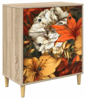 Produktbild von vidaXL Kommode GENNEP Lilienmuster 66 x 36,5 x 75 cm Holzwerkstoff