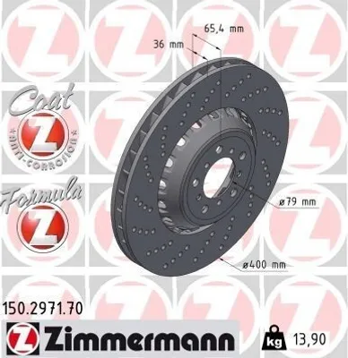 Produktbild von ZIMMERMANN Bremsscheibe Vorne Links für BMW 2 Coupe (F22, F87) 400mm 150.2971.70