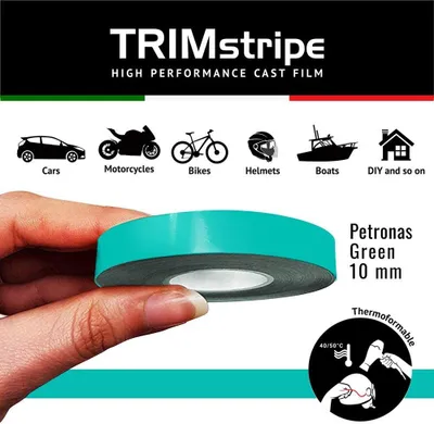 Image de Bande adhésive décorative pour voitures, vert Petronas, 10 mm x 10 m