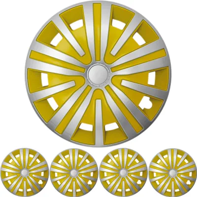 Radzierblenden Set "Spinel" 15 ZOLL in Silber / Gelb 4x PREMIUM DESIGN Radkappen in der Farbe Silber von F.H.U.P. OLSZEWSKI