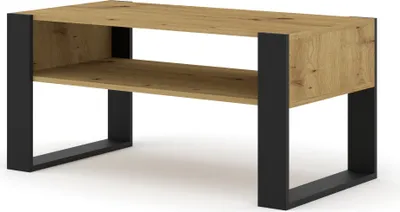 Produktbild von Couchtisch MONDI 100 x 50 cm Kaffeetisch mit Regal Artisan Eiche / Schwarz