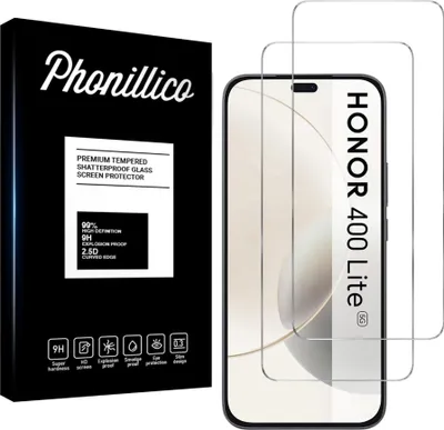 A product shot of screen protectors for a Honor 400 Lite 5G phone, displayed next to its packaging.