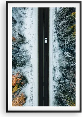 Produktbild von Gerahmtes Poster - Schwarzer Rahmen - Wald Weg Schnee - 61x91,5 cm - Wand Bild - Wanddeko - Wandbilder - Kunstposter - Wandposter - Bilderrahmen - Bilder - Kunstdruck Wanddekoration - P2BPA61x91-4654