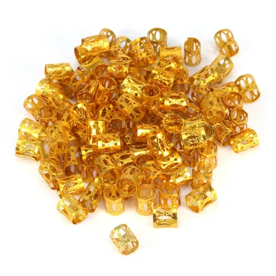 Immagine prodotto di 100 pezzi/borsa Nuovi capelli colorati intrecciando perline anelli polsino strumenti di decorazione (oro)