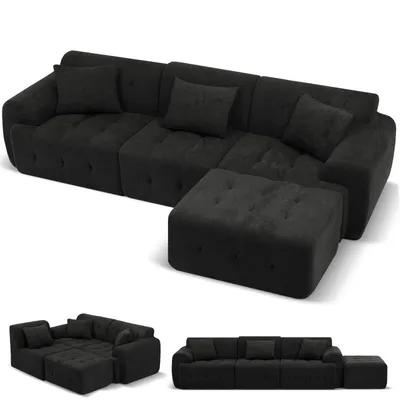Immagine prodotto di Divano ad angolo COMHOMA, 245 x 60 x 40 cm, divano modulare con funzione letto, divano letto, divano a L per soggiorno, imballato sottovuoto, combinabile in modo flessibile