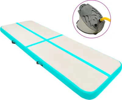 Zdjęcie produktu dla Nadmuchiwana mata gimnastyczna z pompką 400x100x20 cm PVC Zielona