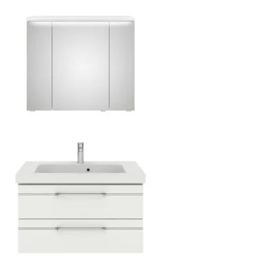 Produktbild von Pelipal Balto Sprint Badmöbel Set Weiß Hochglanz 48 cm Waschtisch Mineralmarmor Spiegelschrank