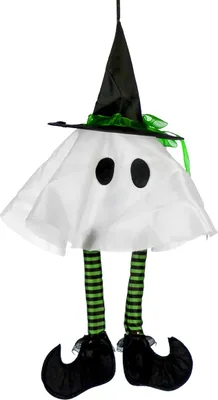 Produktbild von Weißer Kleiner Geist mit Hexenhut 36 cm als Halloween Deko