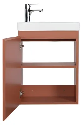 Produktbild von Waschbeckenschrank LISA hängend, 41 cm Breite, 54 cm Höhe, mit Keramikwaschbecken und Soft-Close-Tür