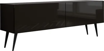 Obrázok produktu pre TV SKLADOVACIA JEDNOTKA : Matná čierna/lesklá čierna, čierne nohy, 140 x 52 x 32 cm