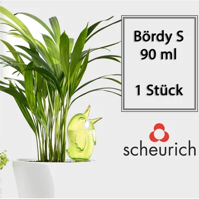 Zdjęcie produktu dla Scheurich dozownik wody Bördy S | 1 x zielony | pojemność 90ml | kula do podlewania mała z glinianą podstawą | dozownik wody rośliny i kwiaty łodyga terakota