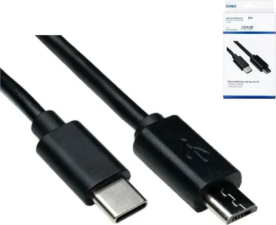 Produktbild von DINIC USB-C auf Micro-USB Ladekabel, 2 m, Schwarz