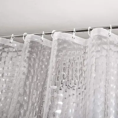 Produktbild von Famanu Duschvorhang 3D Wasserwürfel - Transparent, magnetisch, geruchlos, mit 12 Haken