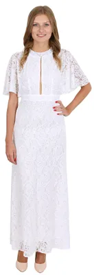 Produktbild von John Zack Elegantes, weißes Maxikleid aus Spitze M