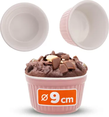 Immagine prodotto di KADAX Stampi per soufflé, 1 pezzo, Ø 9 cm Ciotole per crème brûlée, piccoli stampi da forno in ceramica per crème brulee, soufflé e ragù (rosa)