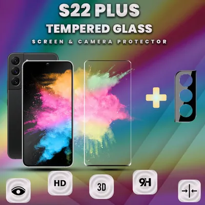 Obrázek produktu pro Ochranný kryt displeje a objektivu Samsung Galaxy S22 PLUS z tvrzeného skla 9H