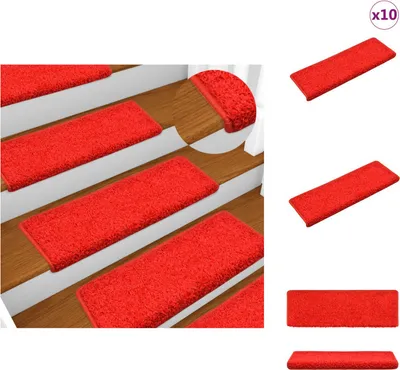 Produktbild von vidaXL Stufenmatten 10 Stk. 65x21x4 cm Rot -  Stufenteppiche