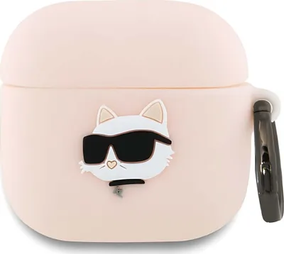 Produktbild von Karl Lagerfeld Kla4Runchp Airpods 4 Cover Różowy/Pink Silicone Choupette Head 3D