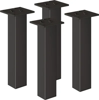 Produktbild von 4er Set sossai Aluminium Möbelfüße 400mm in Schwarz Schrankfüße Sockelfüße