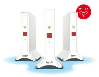 Produktbild von FRITZ!Repeater FRITZ!Mesh Set 4200 3-pack Edition Inter Netzwerk-Repeater 4200 Mbit/s Rot, Weiß