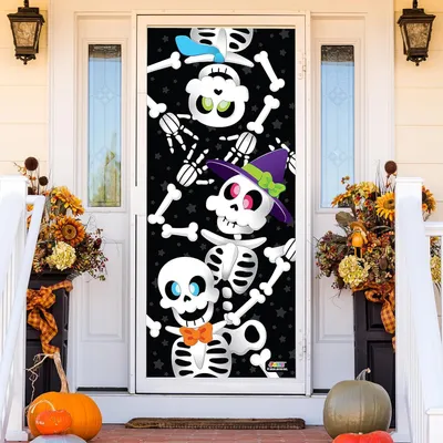 Produktbild von 76,2 x 182,9 cm große Türabdeckung, Halloween-Dekoration, Innentür, Heimdekoration, Spukhaus, Halloween-Aufkleber, Partyzubehör, Gastgeschenke, Garagentor, Fenster, Wandabdeckung, niedliches Skelett