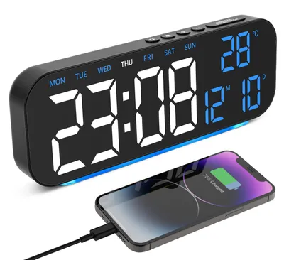 Digitalwecker mit Doppelalarm, USB, Nachtlicht, Timer, 4 Helligkeitsstufen