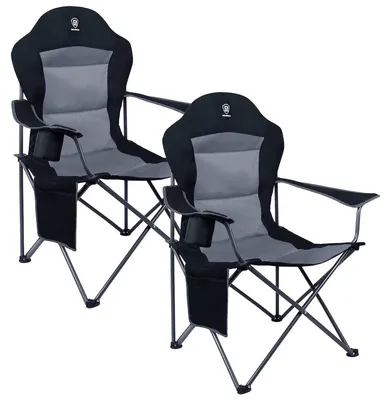 Produktbild von Klappstuhl Campingstuhl Angelstuhl - Bis 160 kg - Hohe Rückenlehne - Mit Seitentasche und Becherhalter - 60 x 88 x 109,2 cm