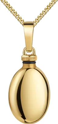 Produktbild von Anhänger-Urne oval 585 Gold Ascheschmuck zum Befüllen. Mit Kette 50 cm
