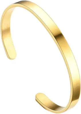 Image de NTRUXZP Bracelet-jonc Couples Acier inoxydable Ovale Réglable Or