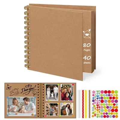 Imagen del producto de Álbum de fotos tipo scrapbook, con 80 páginas, de 17 x 17 cm, ideal para guardar recuerdos