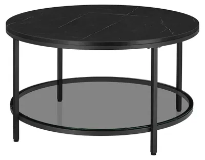 Produktbild von Moderner Couchtisch mit Glasplatte – Schwarz – 80 x 46 cm