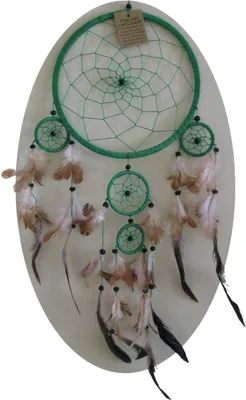 Produktbild von Traumfänger Dreamcatcher Federn Träume Geschenk Dekor Hängend Windspiel Raumharmonisierung 21 cm, grün