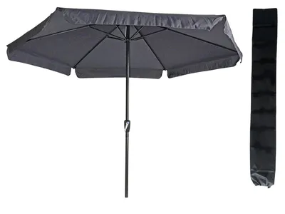 Zdjęcie produktu dla Parasol Gemini ciemnoszary/antracytowy Ø300 cm | z bezpłatnym pokrowcem do przechowywania