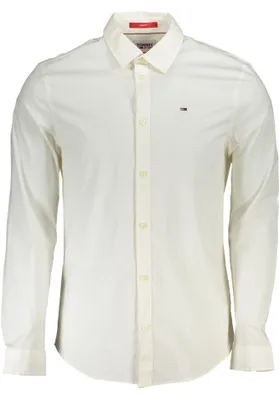 Produktbild von Herren Langarmshirt Weiß - Slim Fit, Italienischer Kragen, Baumwolle