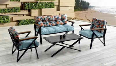 Immagine prodotto di Mobili da giardino Set di sedute Set di tavolini blu 4 pezzi Divano