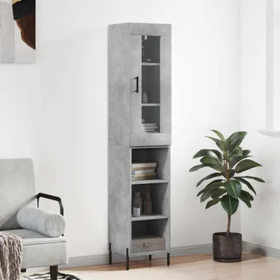 Produktbild von vidaXL Highboard Betongrau 34,5x34x180 cm Holzwerkstoff