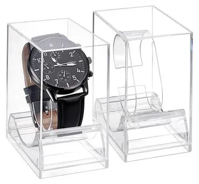 Produktbild von Uhren-Ausstellungsbox – Transparente Kunststoffhülle – Kompakte Form – Schutz vor Staub/Kratzern – 2er-Pack – Für Damen/Herren – Uhrenvitrine
