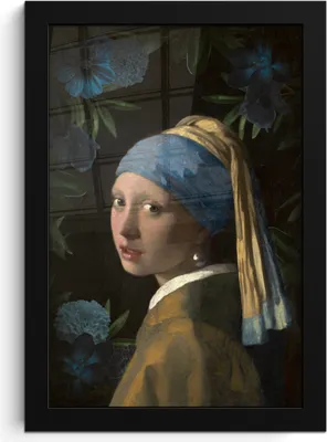 Produktbild von MuchoWow® MuchoWow® Gerahmtes Poster Das Mädchen mit dem Perlenohrring - Johannes Vermeer - Blumen 20x30 cm - Poster mit zchwarzem Bilderrahmen - Drucken - Bilder Poster im Rahmen