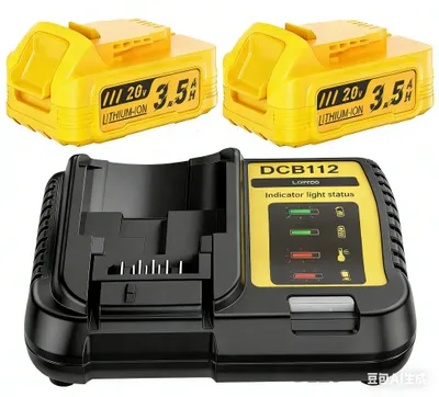 Immagine prodotto di Pacchetto batterie per utensili elettrici - Compatibile con DCBP034/DCB206/DCB205/DCB204 - 20 V Li-Ion 3500 mAh - 18650 - Set: 2 batterie + caricabatterie da 4 A