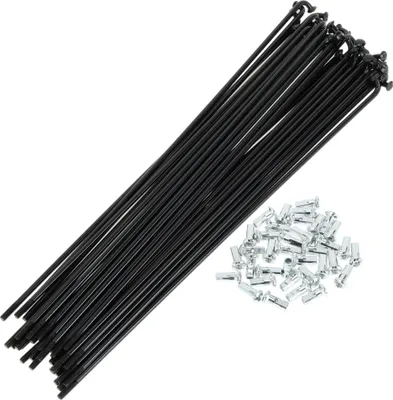 Produktbild von 1 Satz Universal-Fahrradspeichen 12G 209mm Länge Fahrradrad-Speichen-Nippel Schwarz Kohlenstoffstahl