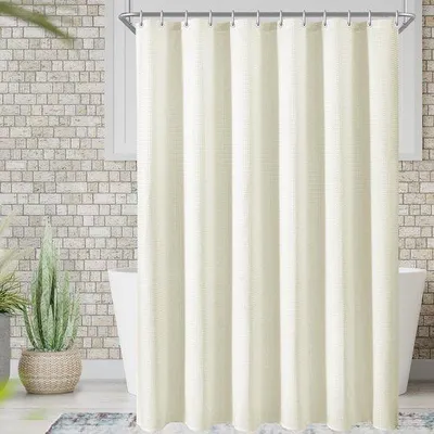 Image de Rideau de douche Azomor Elegante, avec motif gaufré et ourlet lesté, pour une salle de bains luxueuse