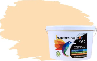 Produktbild von RyFo Colors Bunte Wandfarbe Manufakturweiß Apricot 10l - weitere Grau Farbtöne und Größen erhältlich, Deckkraft Klasse 1, Nassabrieb Klasse 1
