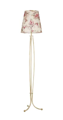 Produktbild von JUPITER Stehleuchte SARA 1287 Klassisch 1-flammig E27 Ecru Blumen-Motiv Stoff PCV Stehlampe für Wohnzimmer Schlafzimmer Flur Innenbeleuchtung