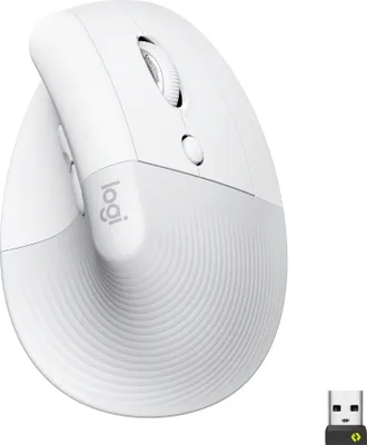Produktbild von Logitech Lift, rechts, Vertikale Ausführung, Optisch, RF Wireless + Bluetooth, 4000 DPI, Weiß