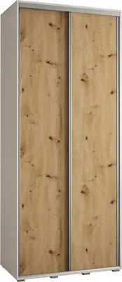 Produktbild von MEBLE KRYSPOL Cannes 1 Schrank mit 2 Schiebetüren - 205,2x100x45 cm - Weiß Artisan Silber