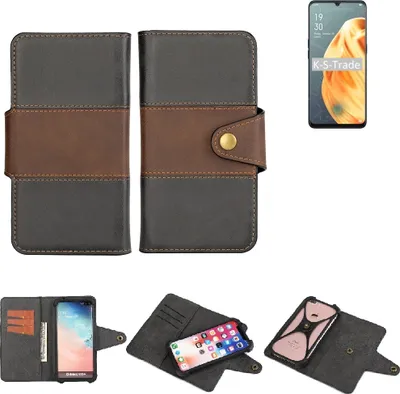 Produktbild von K-S-Trade Handyhülle Schutzhülle Hülle Bookstyle Wallet-Case kompatibel mit Oppo F15 Bumper Rundumschutz schwarz-braun 1x
