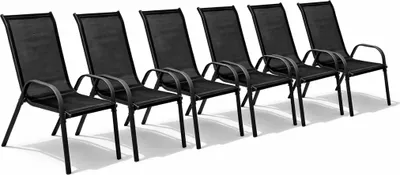 Produktbild von 6er Outdoorstuhl Gartenstuhl Stapelstuhl Metall Anthrazit schwarz