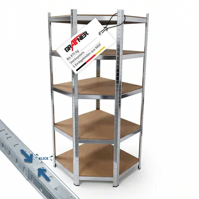 Produktbild von Grafner® Eck Schwerlastregal 1,80m Werkstattregal auf 5 Ebenen 875kg Traglast