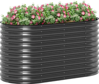 Produktbild von Pflanzkübel,Metall-BlumenkübelmitSicherheitskanteundHandschuhen,offenerBoden,160Bx80Tx80Hcm,Dunkelgrau