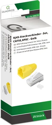 Produktbild von QUADRIOS, 1906C176, RJ-45 Steckverbinder Set-CAT 5e, Polzahl 8P8C, Gelb - geschirmt, 25 St.